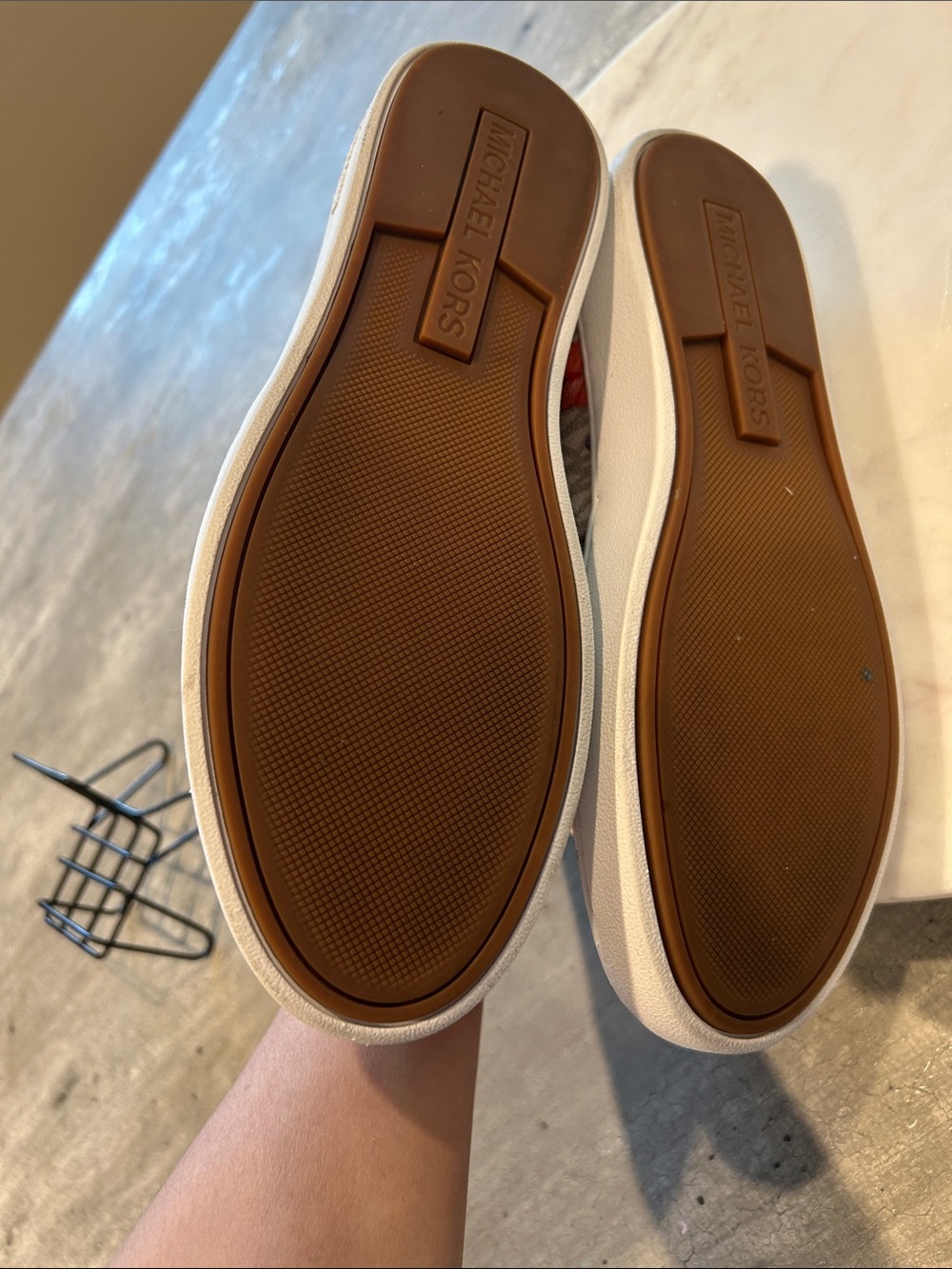 Michael Kors Floral Slip-On Sneakers in Beige and Orange - Picture 10 of 11